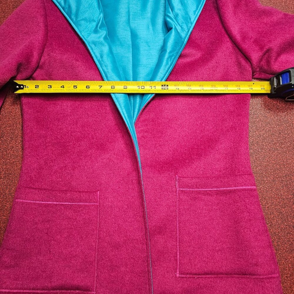 Grace Chuang Magenta & Turquoise Wool Longline Ja… - image 7